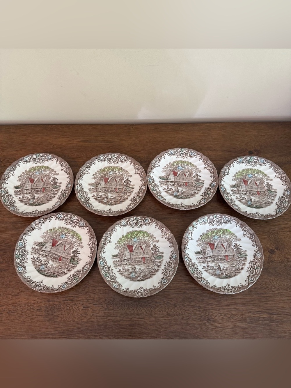 Set 7 Replacement Johnson Brothers Heritage Hall Colonial Overhang Saucers Only